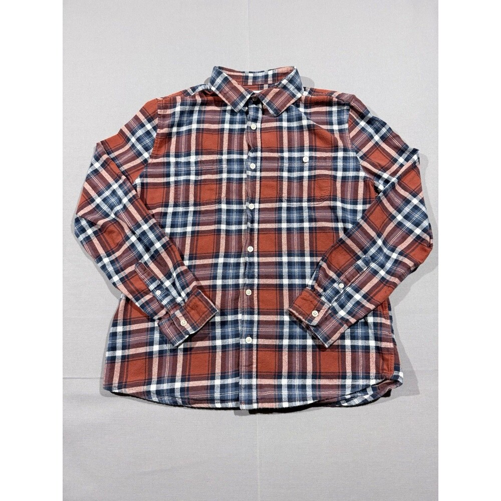 Aeropostale Men's Plaid Flannel Button Up Shirt Red/White/Navy Size Medium